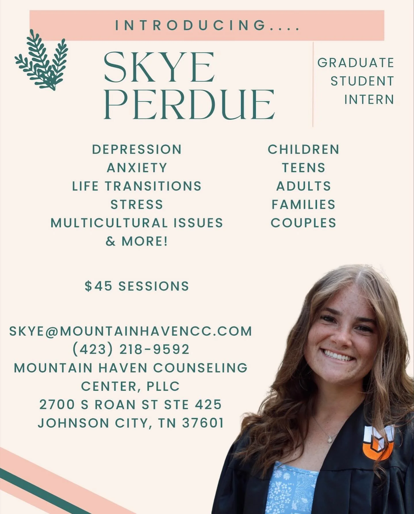 Welcome our graduate student intern, Skye! She has immediate availability.