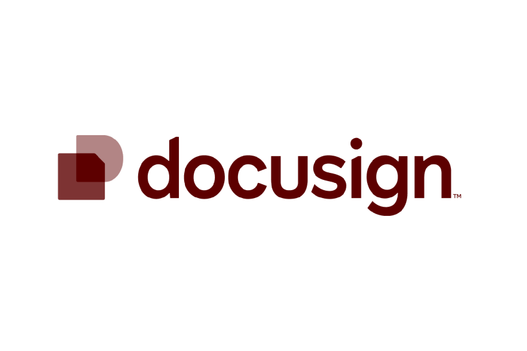 Docusign logo with a stylized black and red icon and the word 'Docusign' in dark red text.