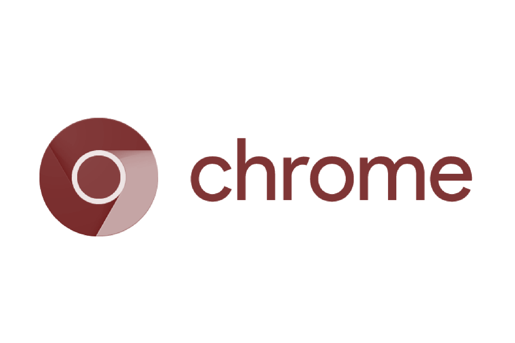 Google Chrome logo featuring a dark red circle with a gradient and the word 'chrome' in dark red lowercase letters