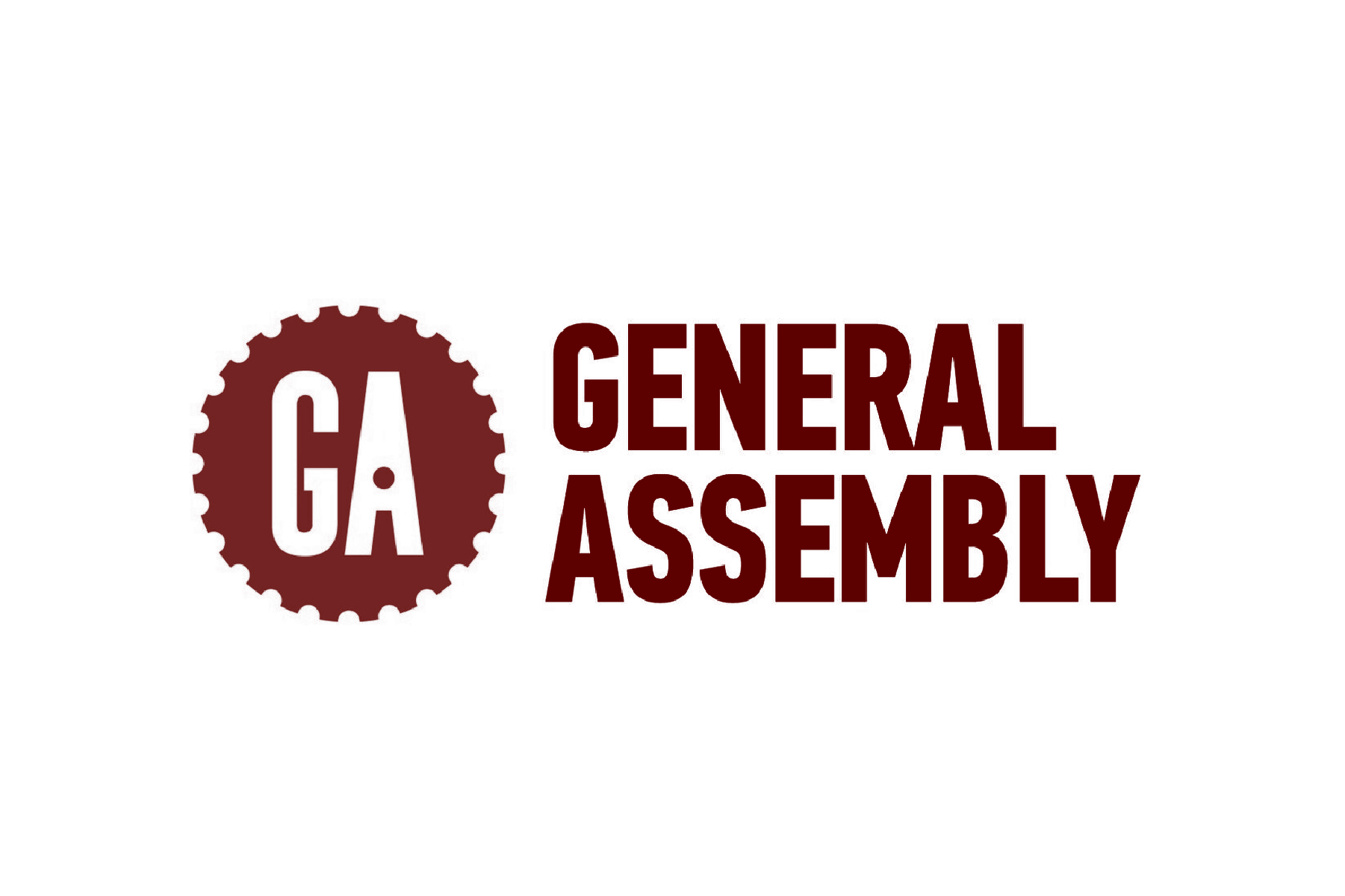 Logo for LA General Assembly with a red gear icon featuring the letters 'LA' in the center, next to the text 'LA General Assembly' in bold red font.