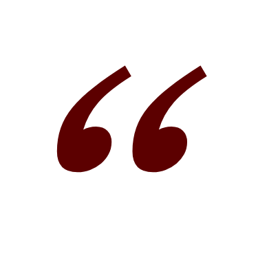 Red quotation marks on a white background, with black text that says