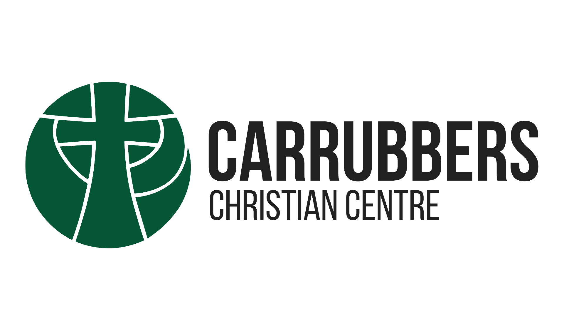 Logo of Carrubbers Christian Centre featuring a stylized green cross and text in black reading 'Carrubbers Christian Centre'.
