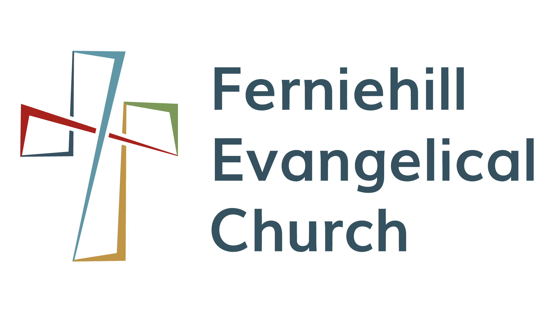 Logo of Ferniehill Evangelical Church with abstract geometric church design and the church name
