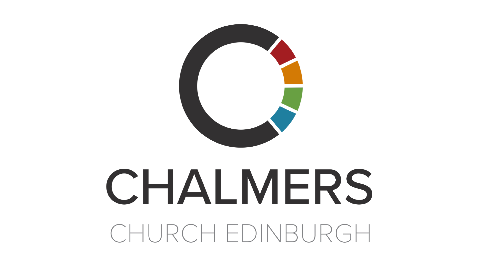 Chalmers Church Edinburgh logo with a circular color wheel and text.