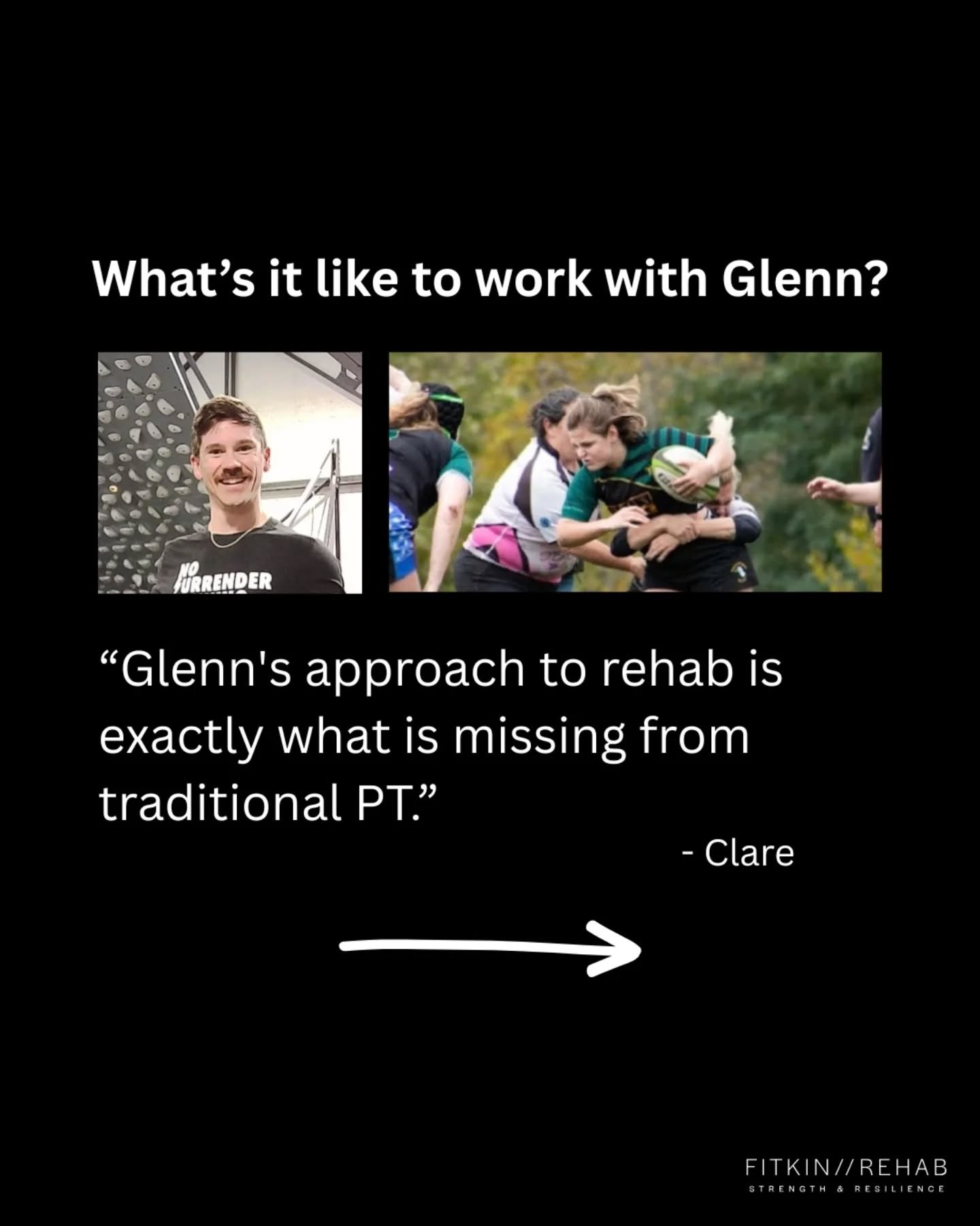 If I'm being honest, it brought a little tear to my eye to read what Clare wrote about us working together.

This is it. Why not blend training and rehab together? Why wait to address your long-term goals? Why not start now?

Claire's a badass. She's