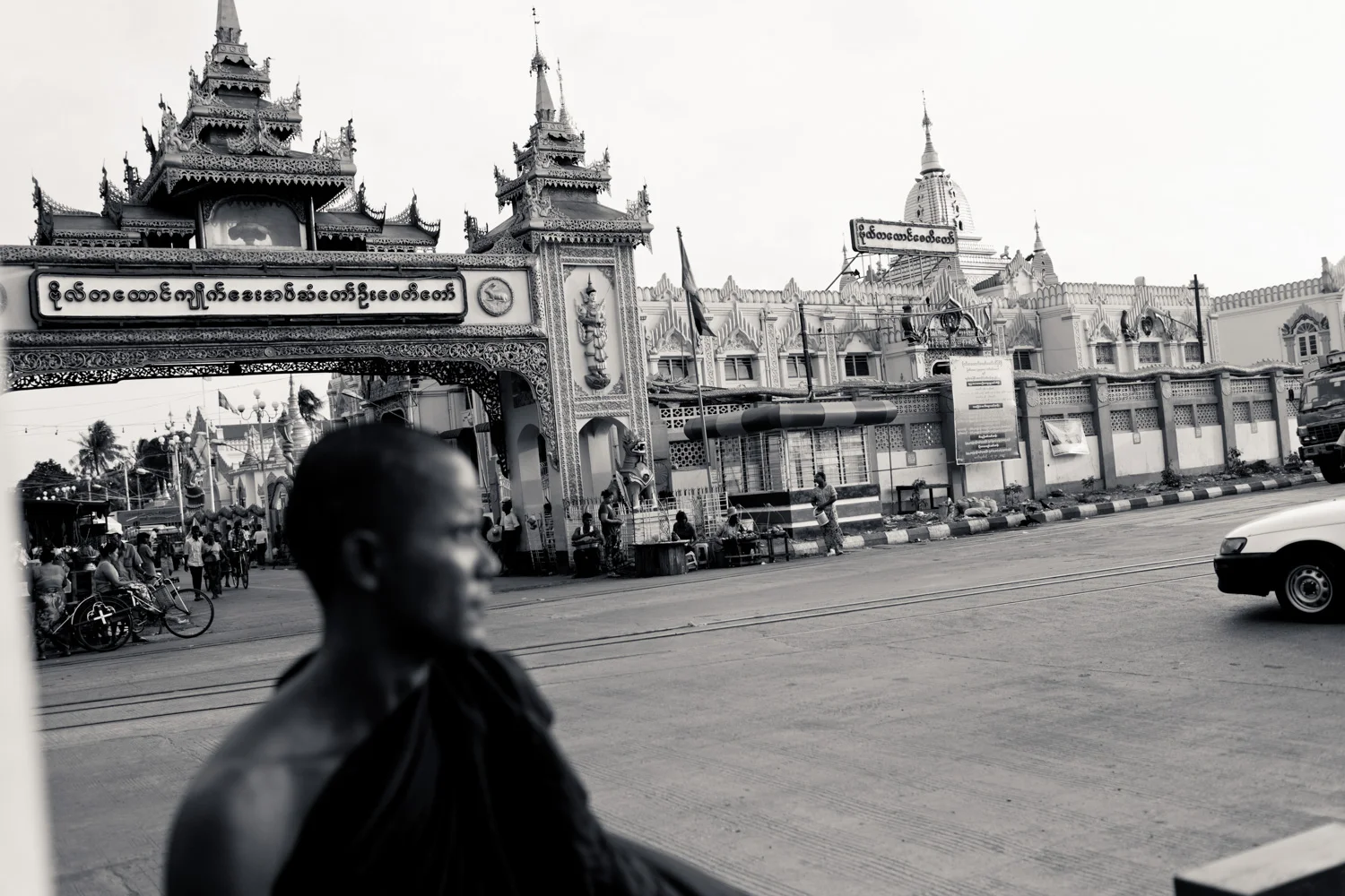 Buddhist monk in front of Botataung Paya, Yangon