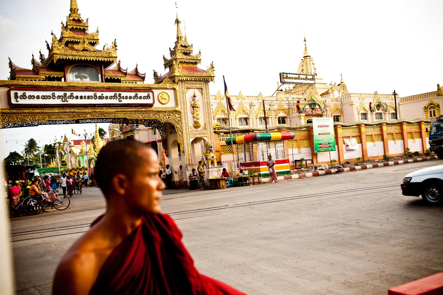 Buddhist monk in front of Botataung Paya, Yangon