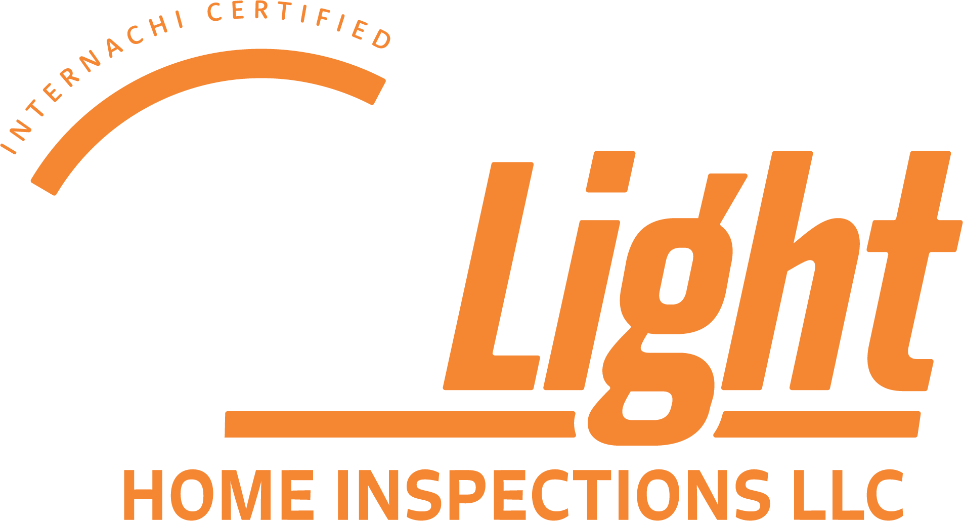 Logo of AirLight Home Inspections LLC with orange and white text and curved lines.