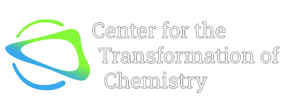 Logo with abstract shapes in green, yellow, and blue, and text that reads 'Center for the Transformation of Chemistry' in black and white.