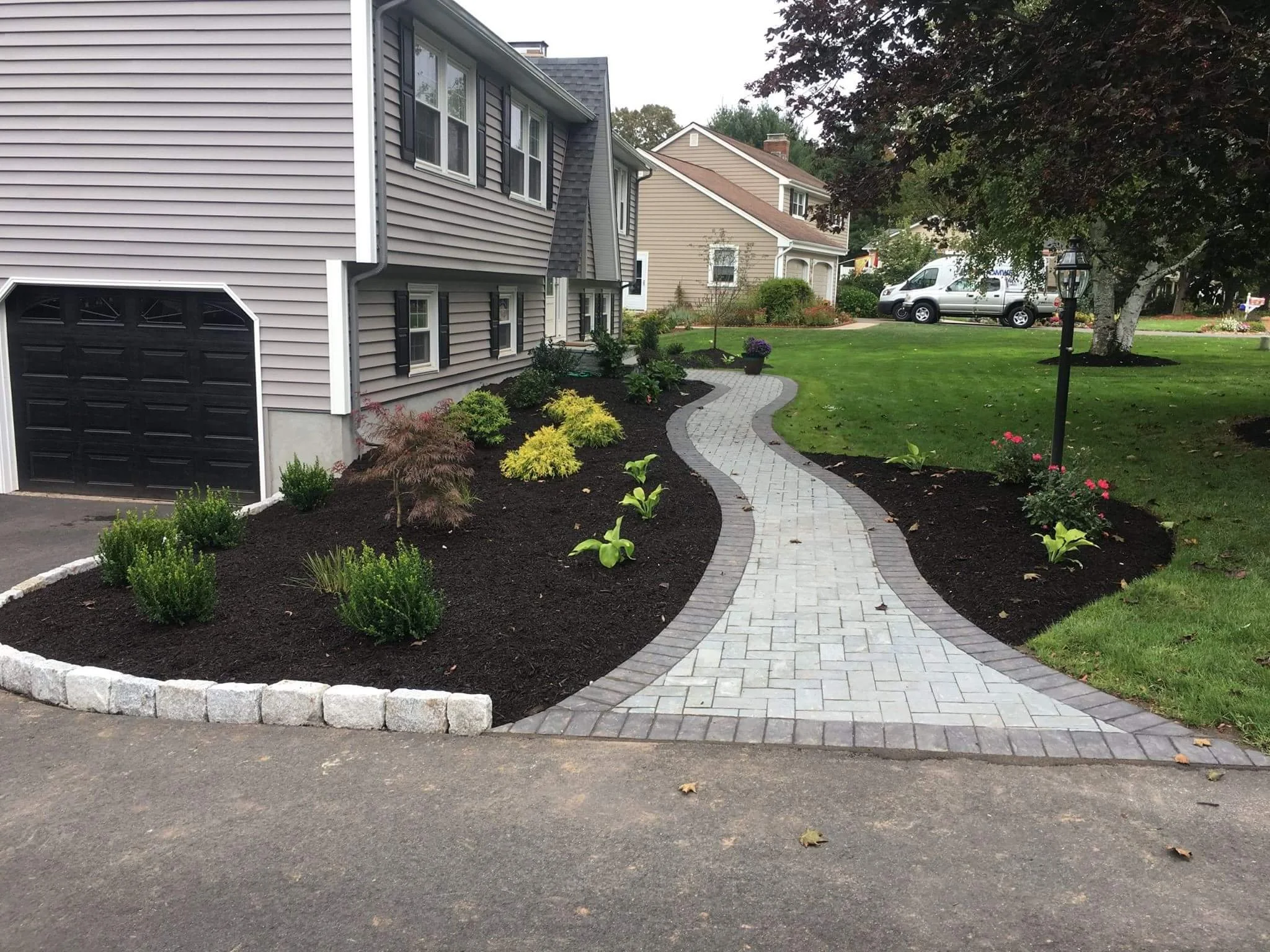 Curved paver pathway 