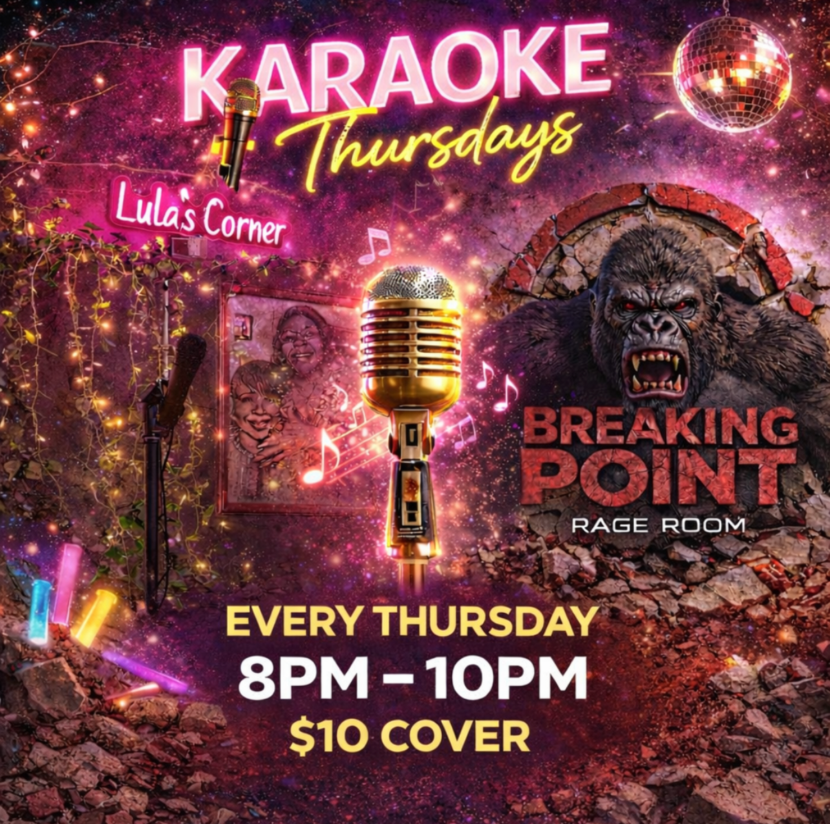 Karaoke Thursdays at Breaking Point Rage Room