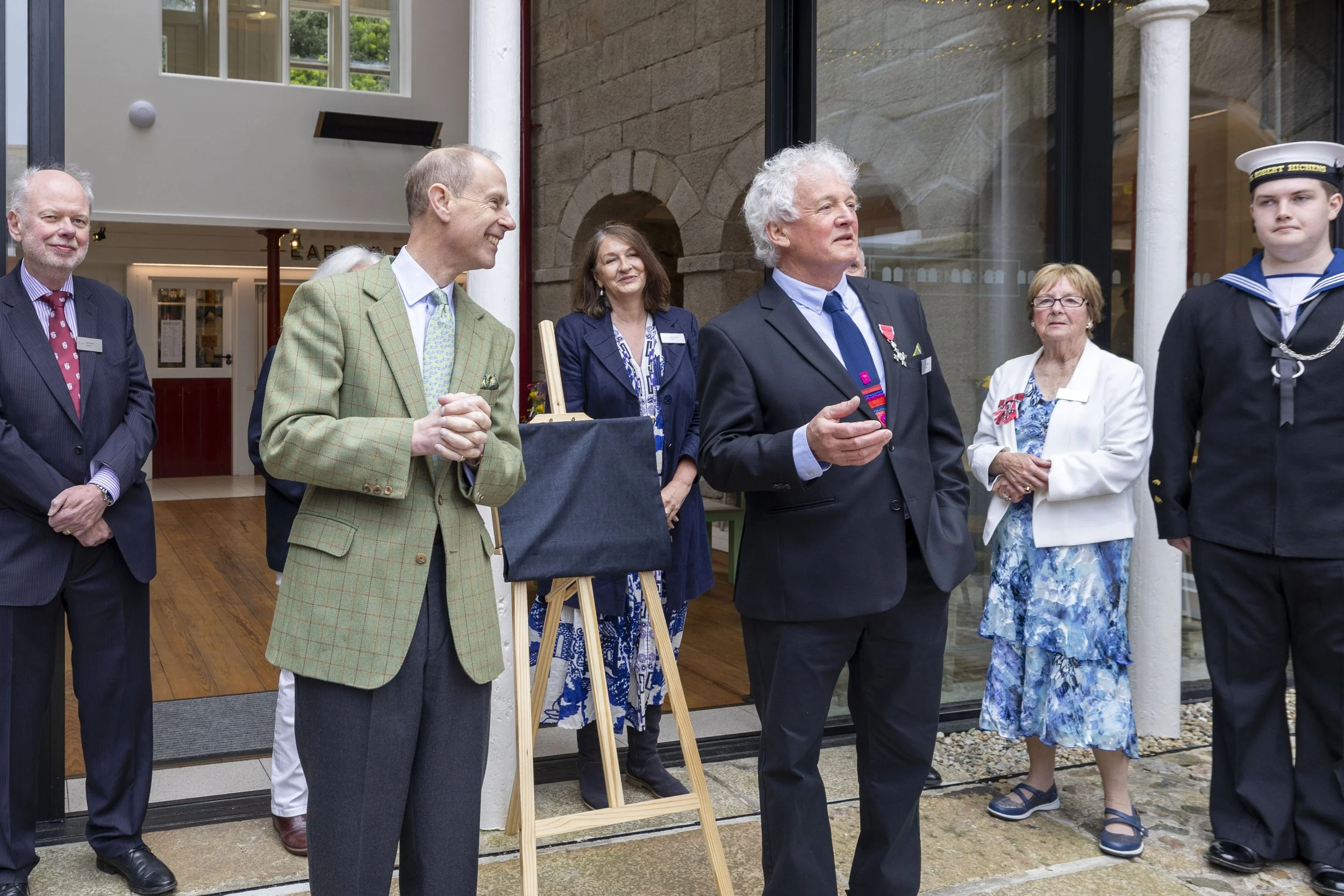Prince Edward before plaque unveilingThe Buttermarket Redruth.jpg