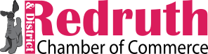 Logo for District Red Ruth, featuring a gray elephant and text in pink and black.