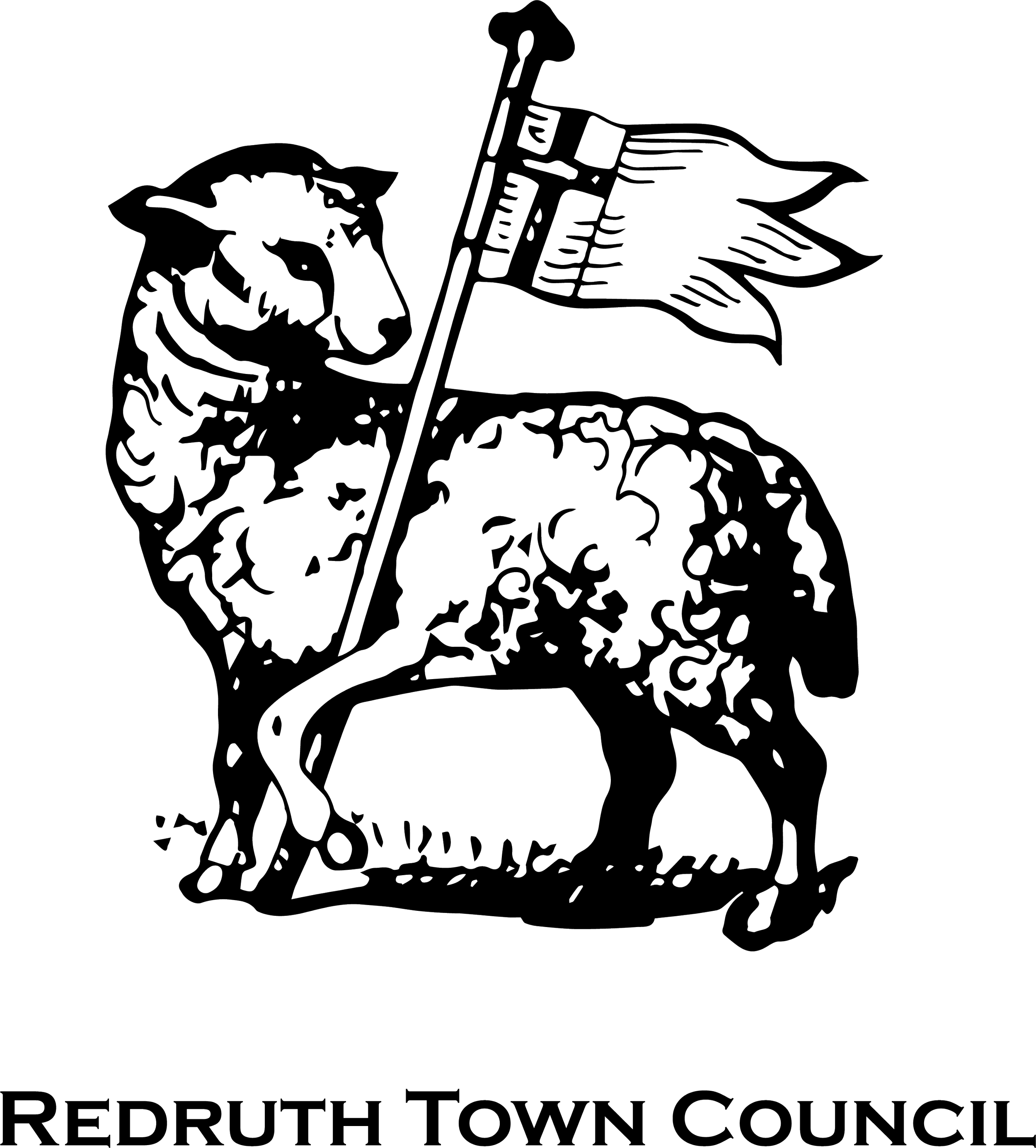 Line drawing of a rooster with a flag and the text "REDFRUTH TOWNSHIP COUNCIL" below.