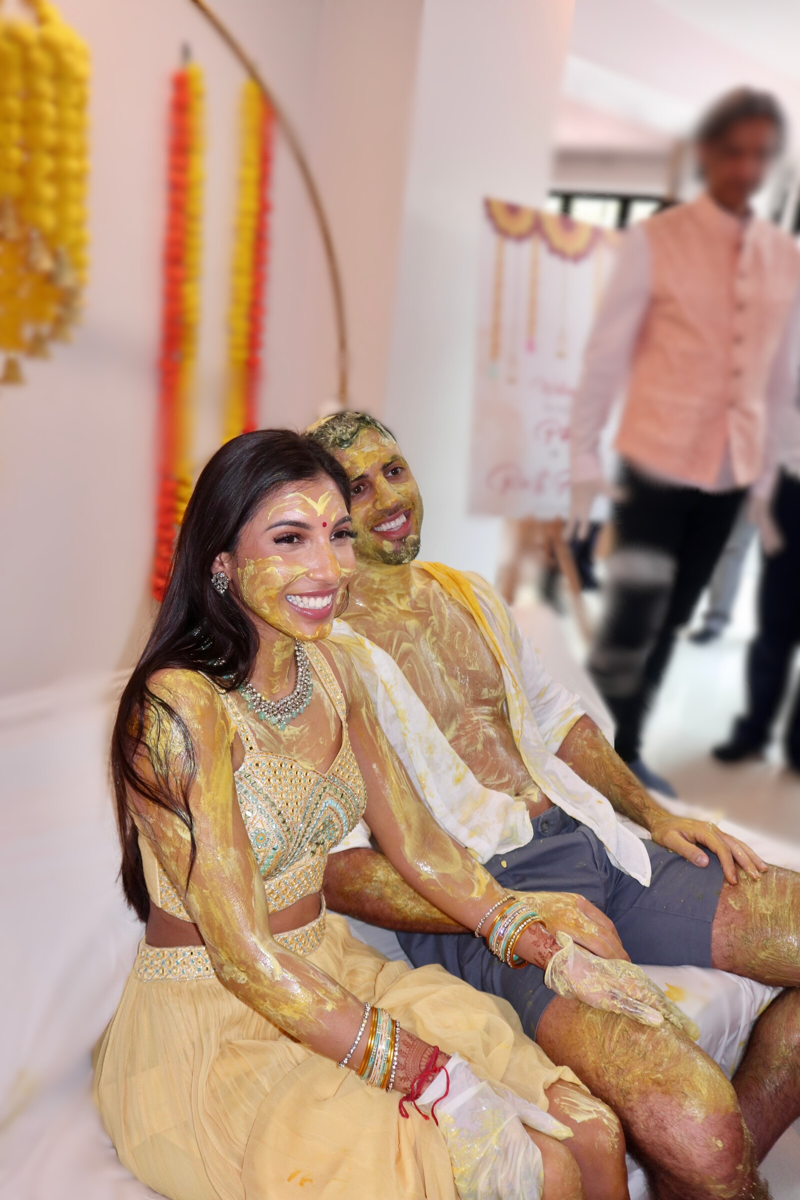 picture of bride and groom after pithi/haldi ceremony