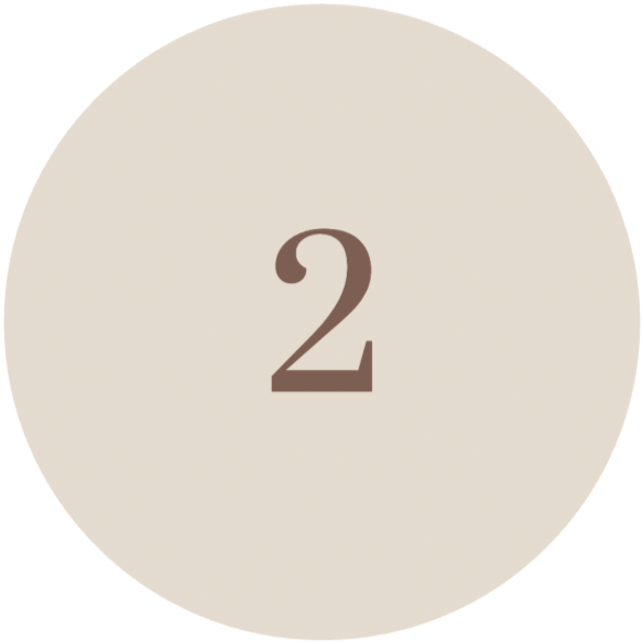 Number 2 displayed in brown on a light beige circular background.