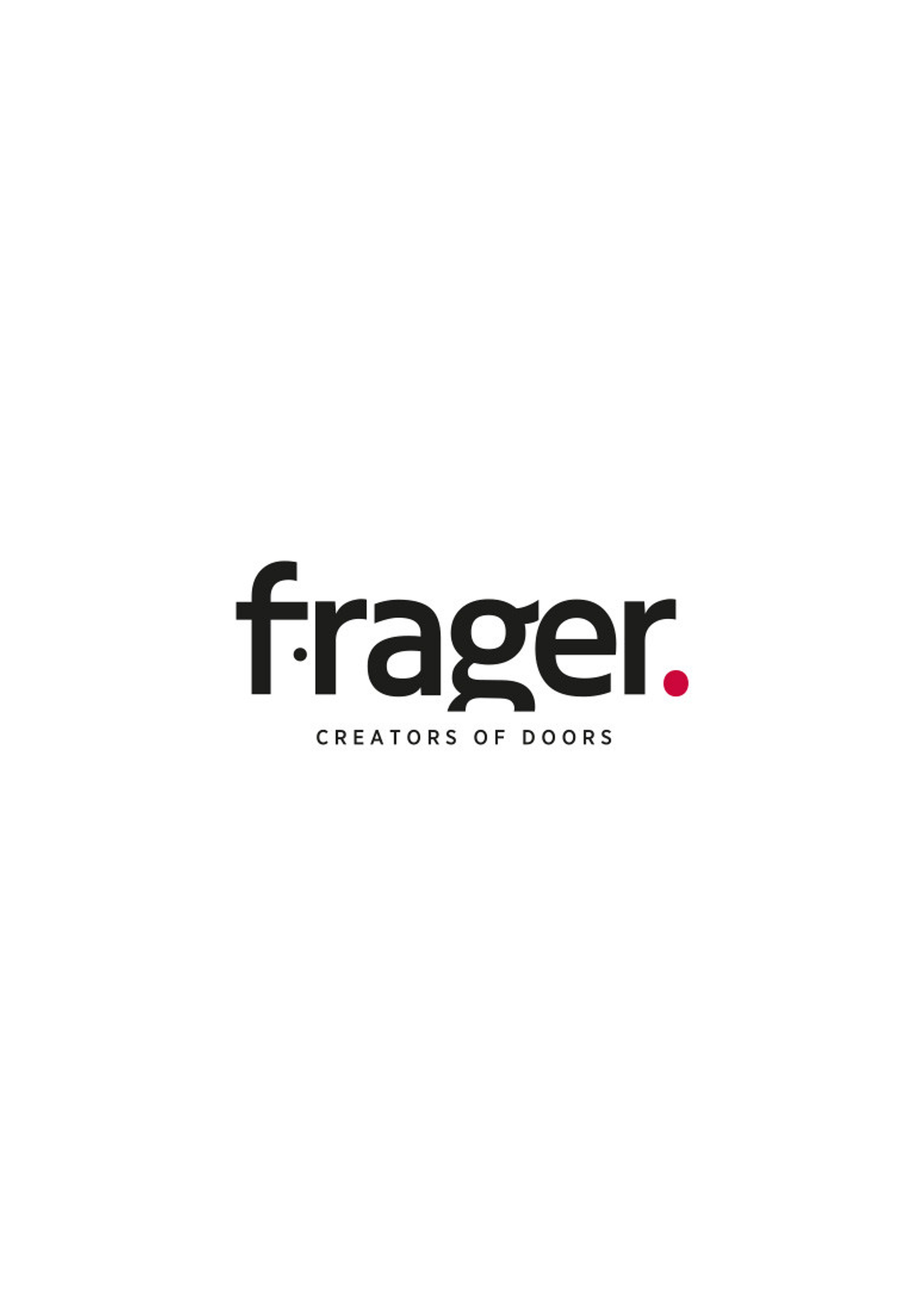 The logo of F.rager with the tagline 'Creators of Doors' underneath, featuring black text and a red dot, on a white background.