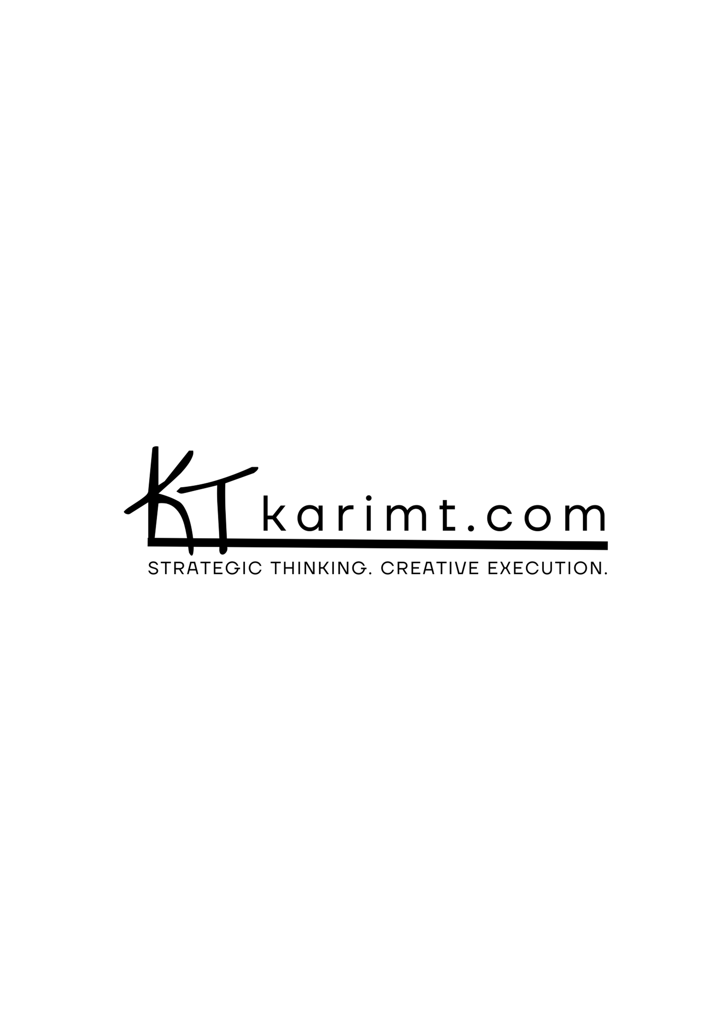 Logo for karimt.com with the tagline "Strategic Thinking. Creative Execution."