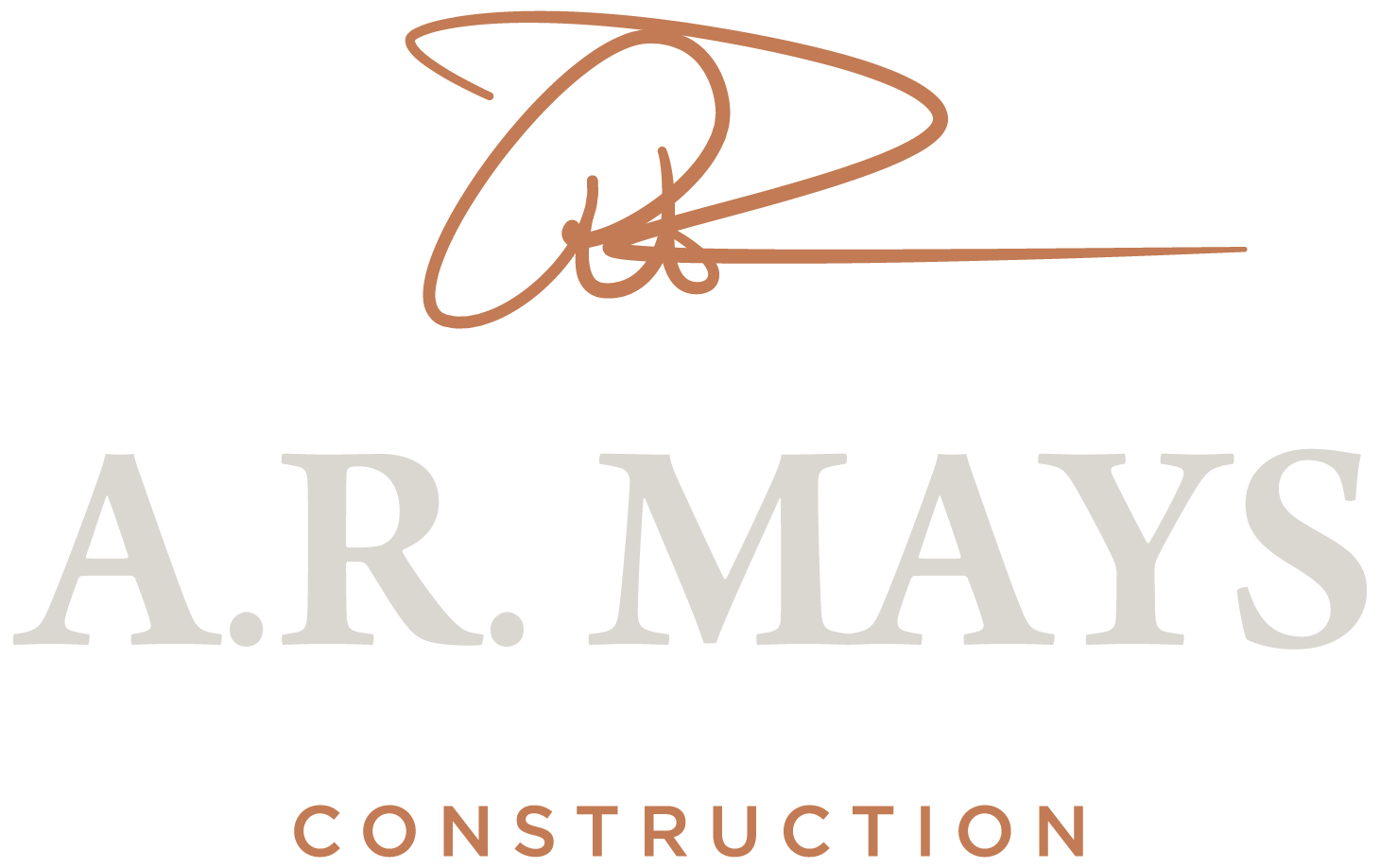 Logo for A.R. Mays Construction featuring a stylized signature and the text 'A.R. MAYS CONSTRUCTION' in large font.