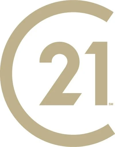 A logo with a large beige circle partially open at the top and bottom, with the number '21' inside in matching beige color.