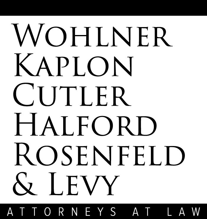 A black and white logo of a law firm with the names Wohlnar, Kaplow, Cutler, Halford, Rosenfeld, and Levy, with the text 'Attorneys at Law' at the bottom.
