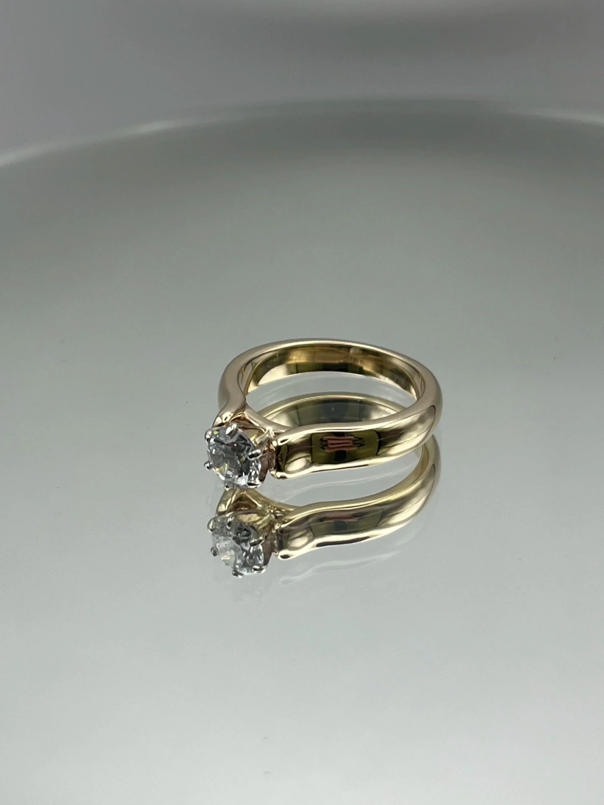 6 Prong Setting - 14K Yellow and White Gold