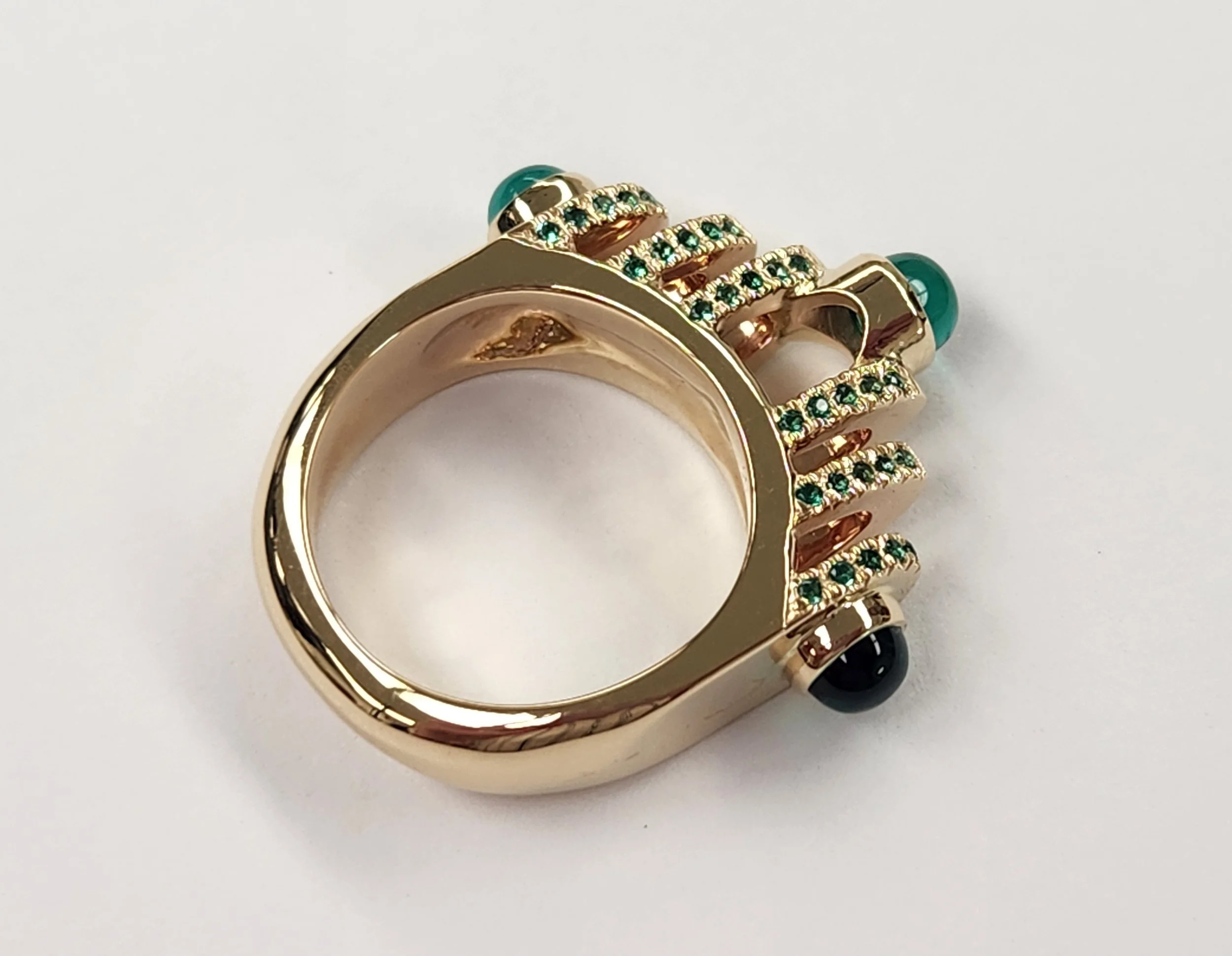 Winner of Cap Stone Project - 14k Yellow Gold 63 Emeralds