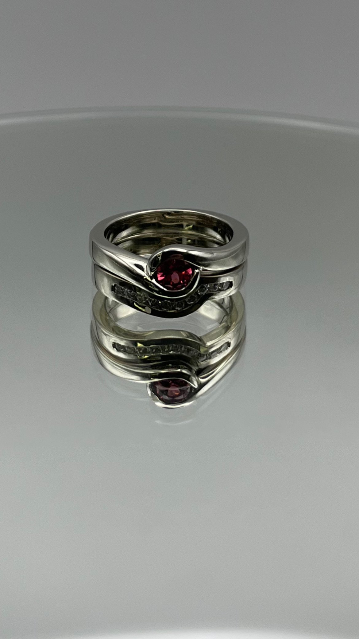 Half Bezel and Channel Set - 14K White Gold