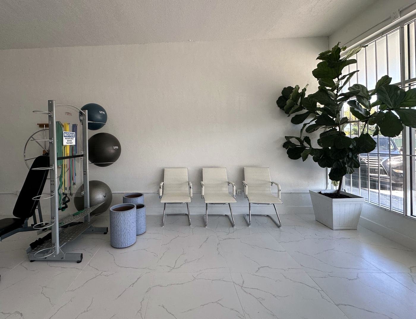 Bright exercise area by the front windows
