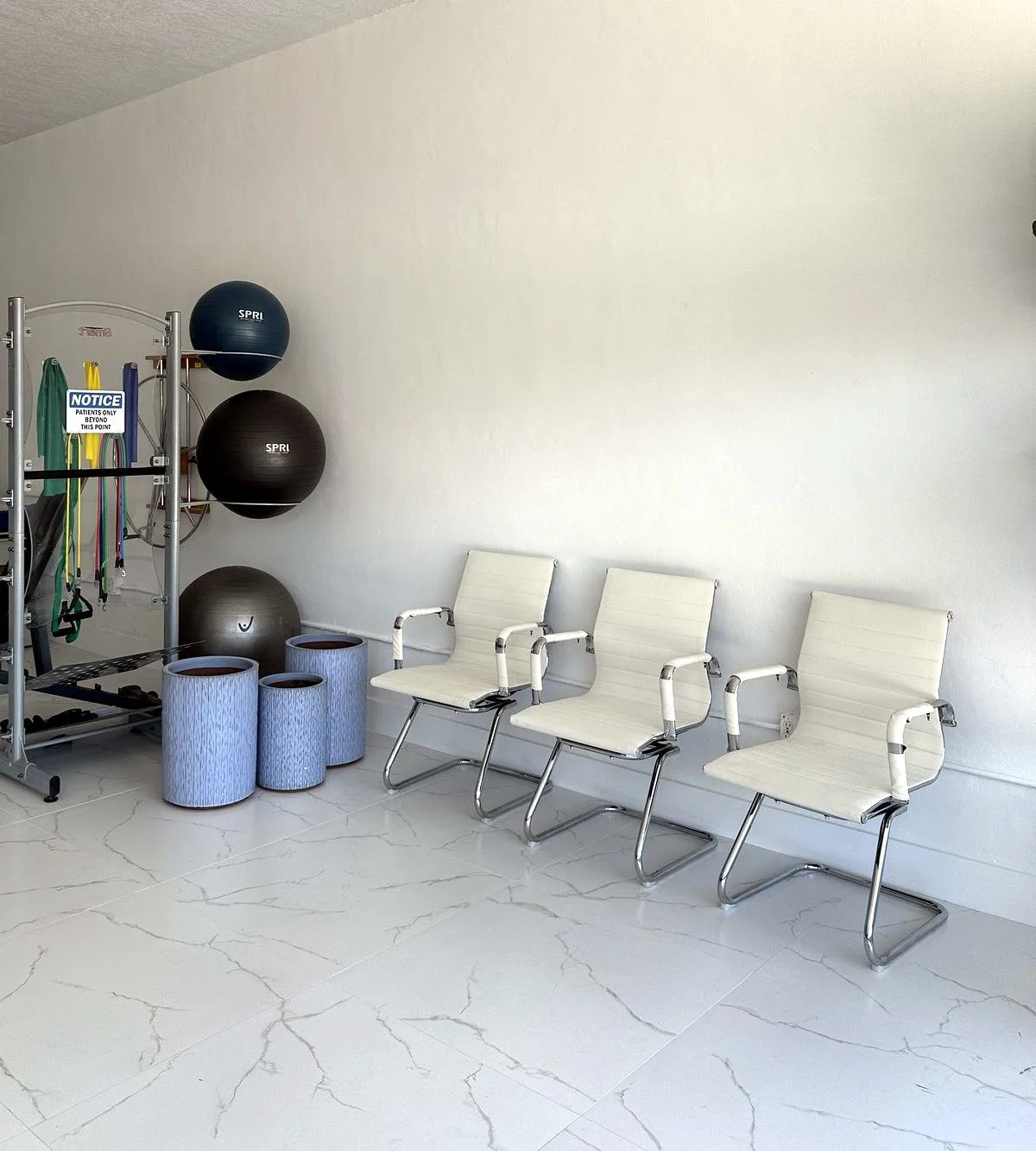 Exercise area with equipment rack