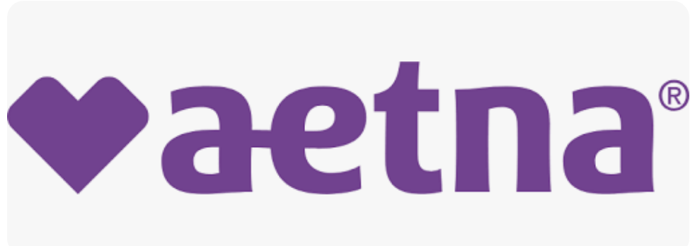 Aetna logo with purple heart symbol and purple text