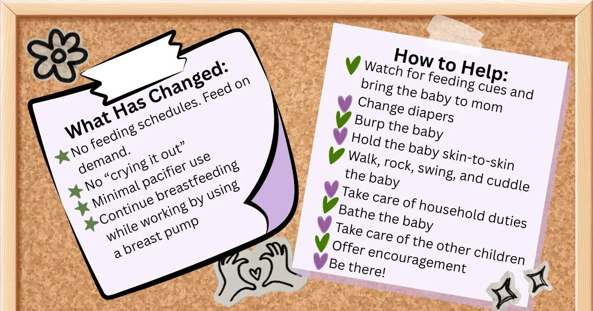🚨🚨ATTENTION caregivers of breastfeeding parents:
Just because you aren't the one breastfeeding doesn't mean you can't help! Parents are way more likely to start and continue breastfeeding if they have a supportive partner, parent, sibling, or frien