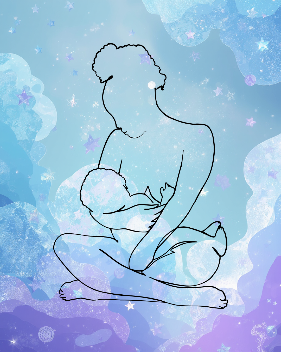 Drawing of a woman nursing a baby