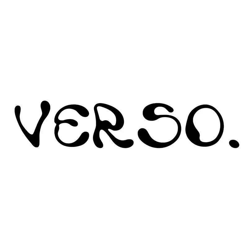 The word 'VERSO.' written in black, stylized, playful font on a white background.