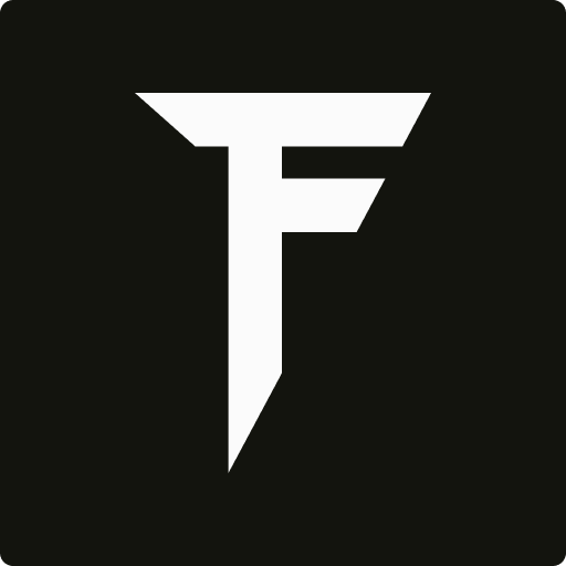 A black background with a white stylized letter 'F' in the center.