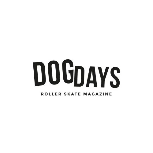 Logo of Dog Days Roller Skate Magazine with the words "DOG DAYS" in bold, and "ROLLER SKATE MAGAZINE" underneath in smaller font.