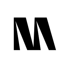 Bold black letter 'M' on a white background.