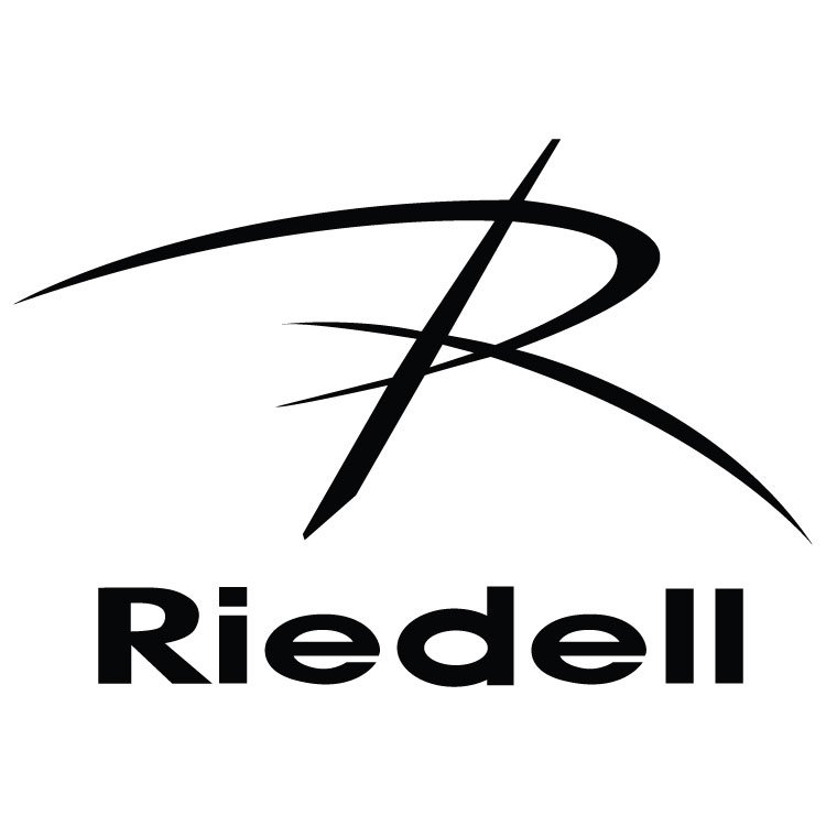 Black and white logo featuring a stylized letter 'R' with sweeping lines above the text 'Riedell'.
