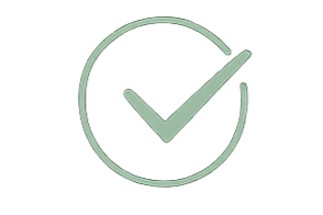 Green check mark inside a circle.