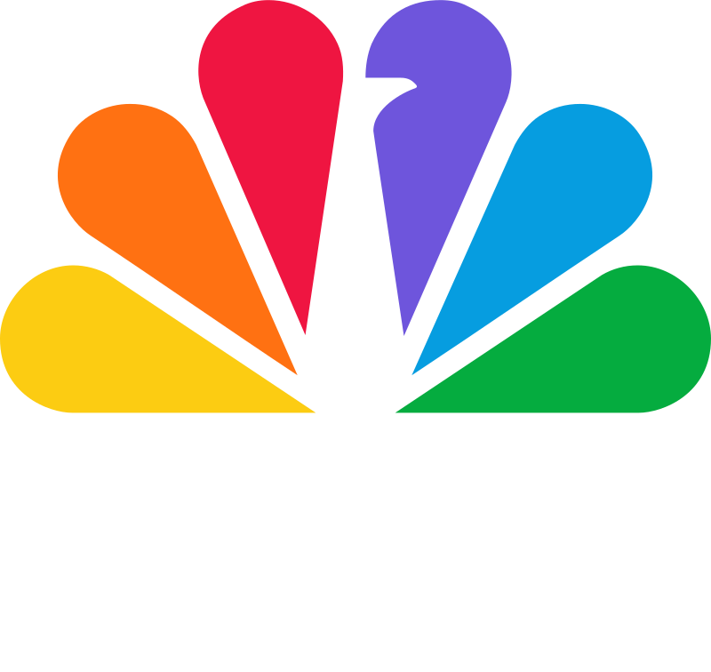 NBC logo with a multicolored peacock symbol above the letters 'NBC' on a black background.