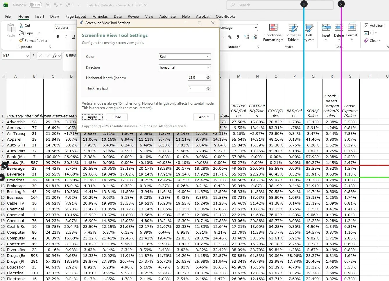 Screenline View Tool