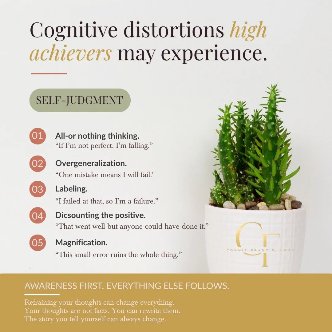 High achievers feel it too.

The perfectionism. The self-doubt. The "I should be further along by now.";

These aren't character flaws. They're cognitive distortions. And they can be unlearned.

Awareness first. Everything else follows.

💬