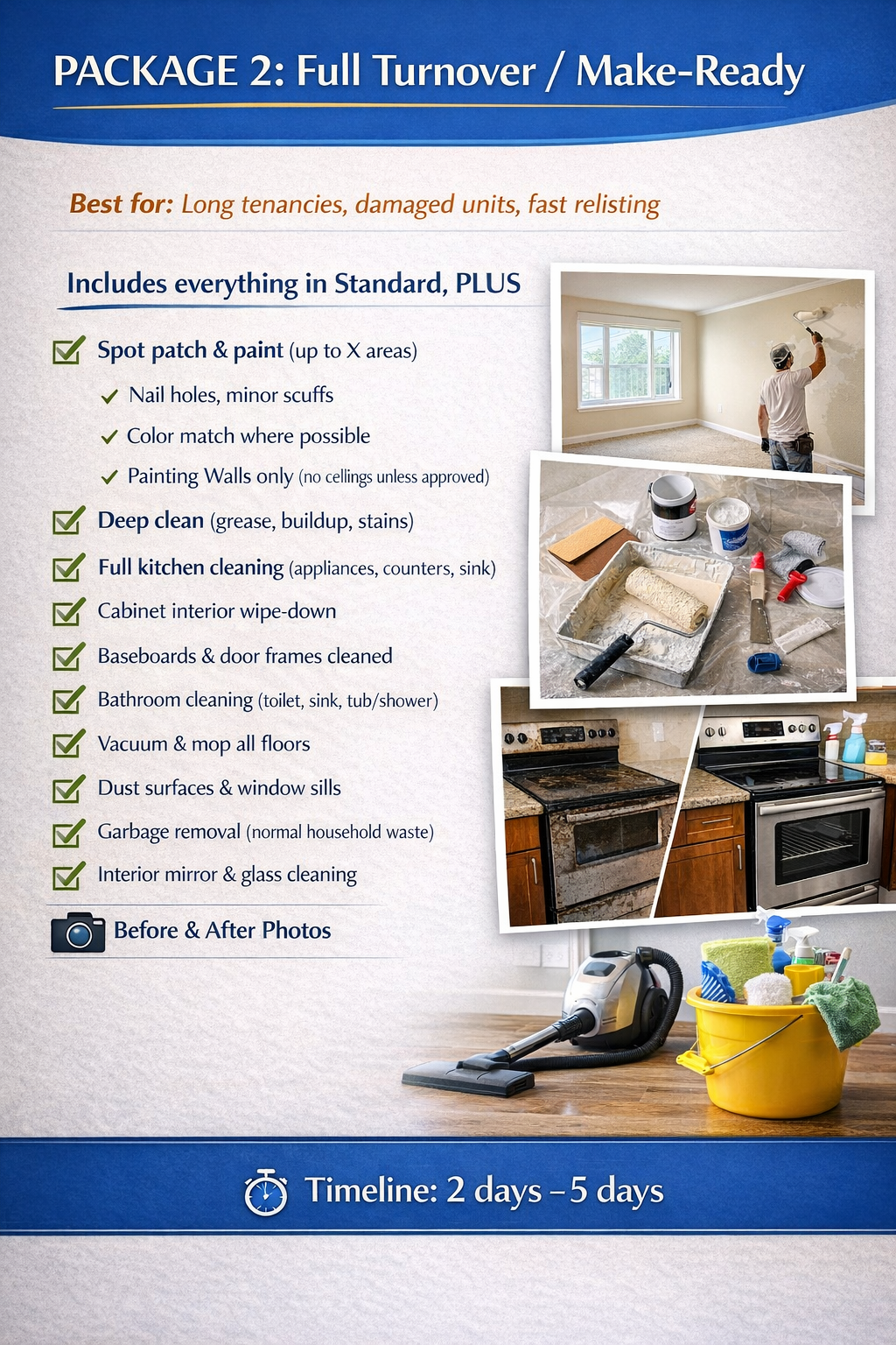 PACKAGE 2: Full Turnover / Make-Ready