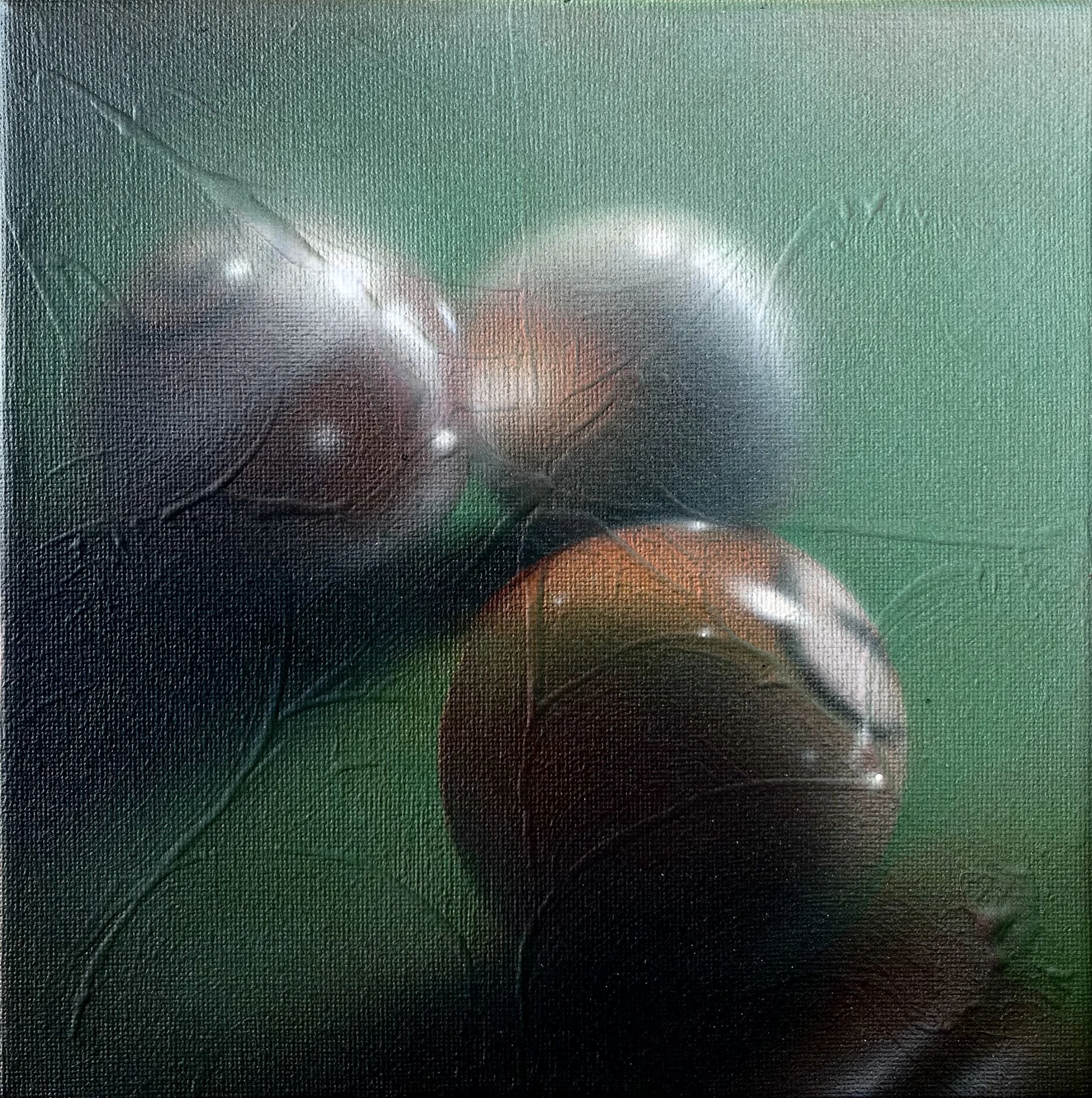 “Pool Shark” acrylic on 8x8” cotton canvas. 2025