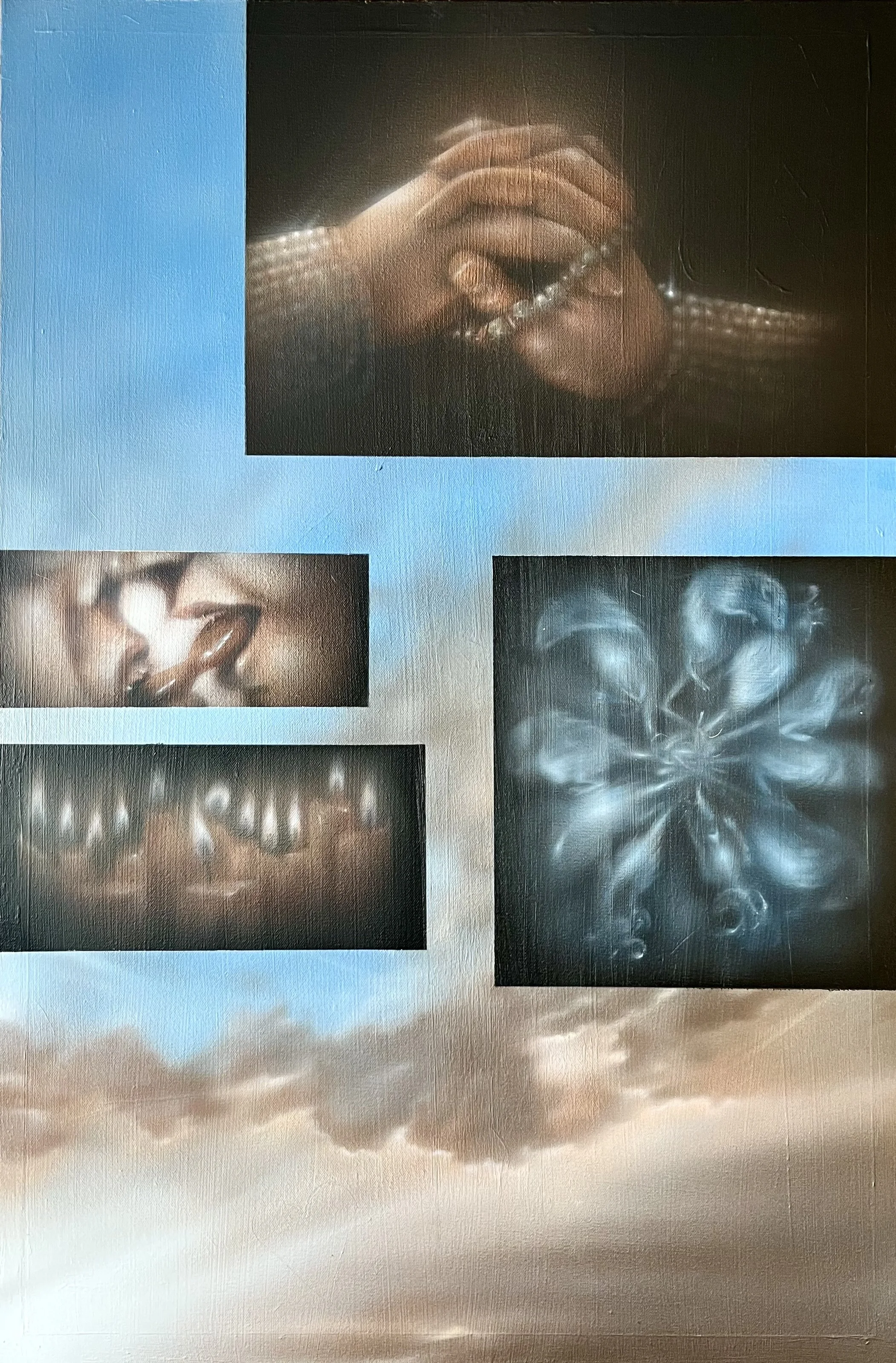 “Attached by the ribs.” Acrylic on 24x36” canvas. 2025