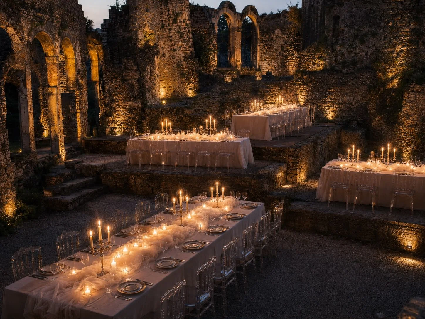 Montajes de boda en banquete.