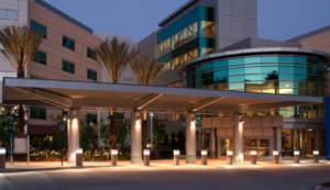 Kaiser Ontario Hospital exterior at evening