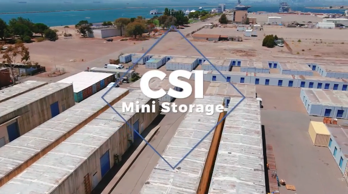 Aerial view of CSI Mini Storage buildings