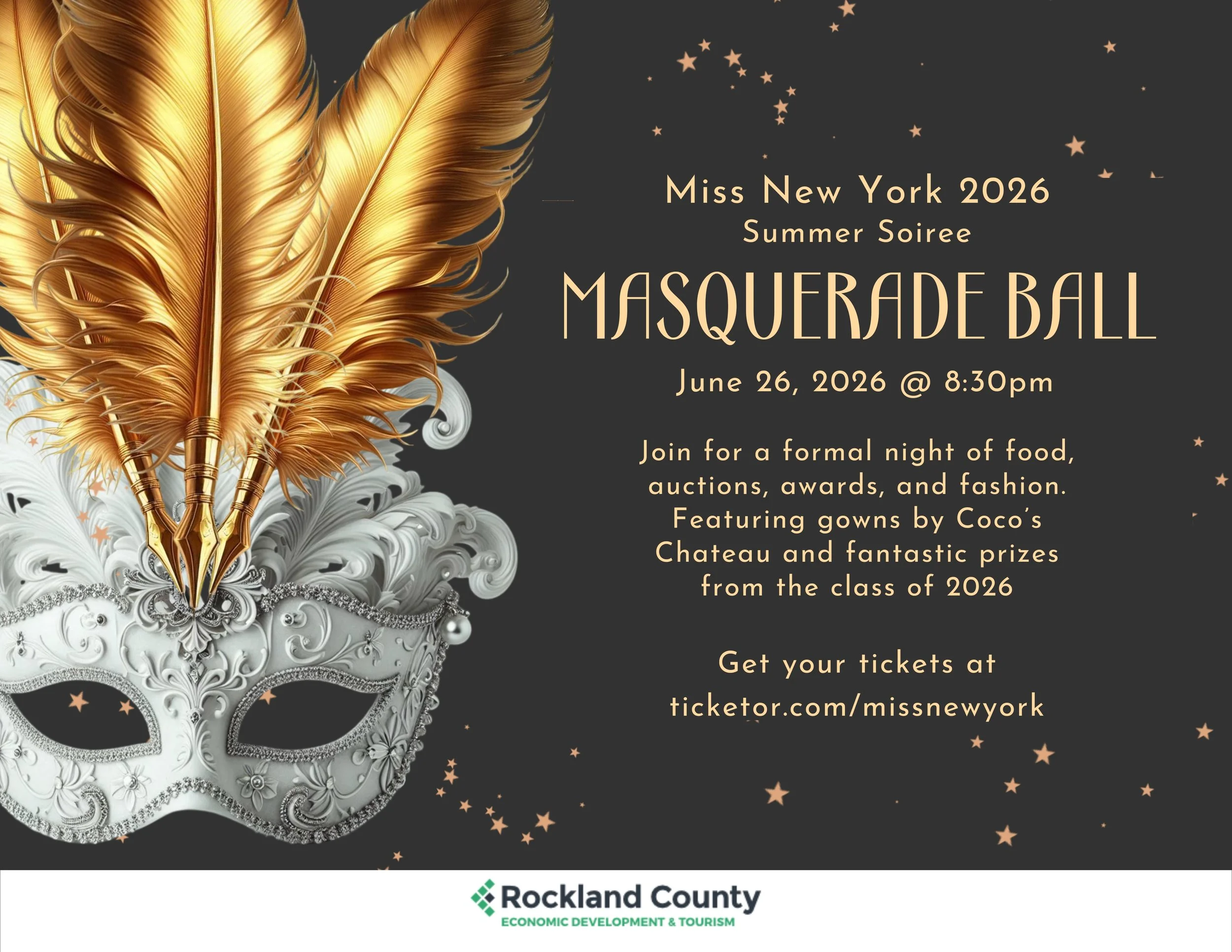 It's a party! Join us for dinner, drinks, a show, awards, and prizes galore after the second preliminary competition for Miss New York 2026!
Tickets at ticketor.com/missnewyork
