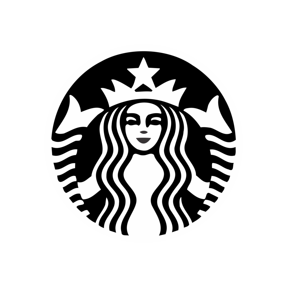 Logotipo de Starbucks en blanco y negro.